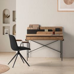 Chaise pivotante en tissu noir, 61 x 59 x 66-81 cm | Tali