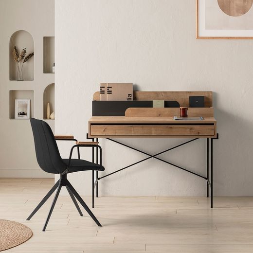 Chaise pivotante en tissu noir, 61 x 59 x 66-81 cm | Tali