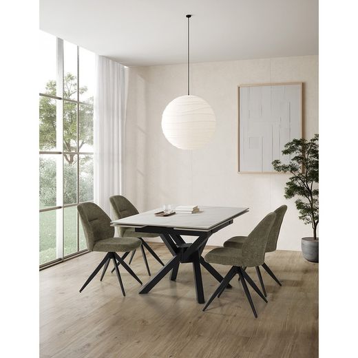 Zielony obrotowy fotel materiałowy, 49,5 x 60 x 85 cm | Tamara