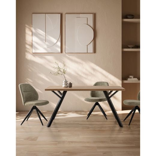 Zielony obrotowy fotel materiałowy, 49,5 x 60 x 85 cm | Tamara