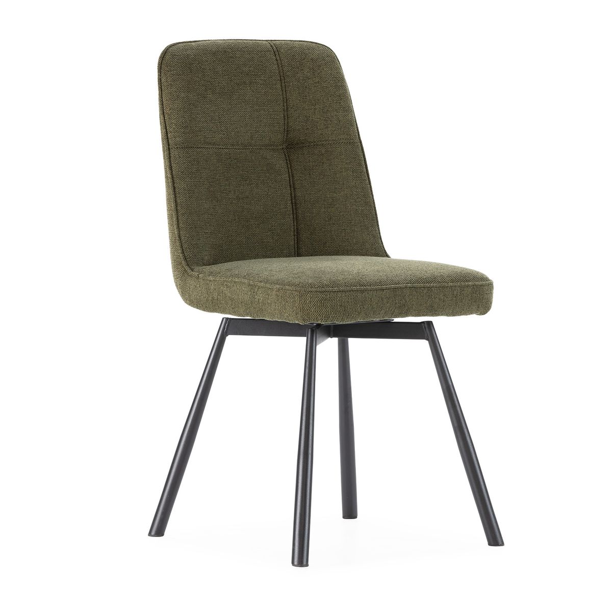 Silla giratoria de tejido y metal en verde, 46 x 56 x 85,5 cm | Tirsa