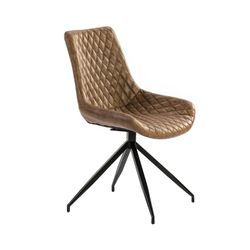 Brown swivel chair with black metal legs55x58x85.5