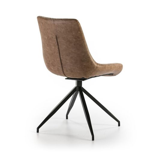 Brown swivel chair with black metal legs55x58x85.5