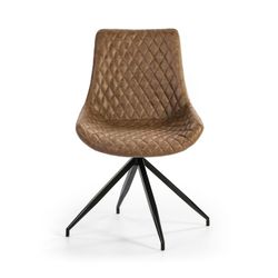 Brown swivel chair with black metal legs55x58x85.5