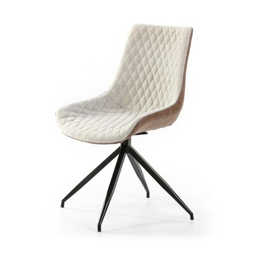 Brown and light gray swivel chair with black metal legs55x58x85.5