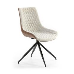 Brown and light gray swivel chair with black metal legs55x58x85.5