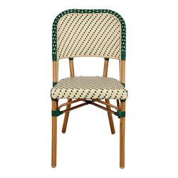 Sedia Guru in Alluminio e Rattan Sintetico Verde, 48x53x88 cm