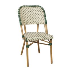 Sedia Guru in Alluminio e Rattan Sintetico Verde, 48x53x88 cm