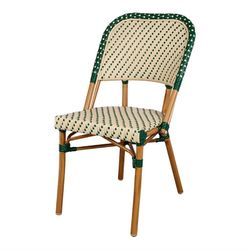 Sedia Guru in Alluminio e Rattan Sintetico Verde, 48x53x88 cm