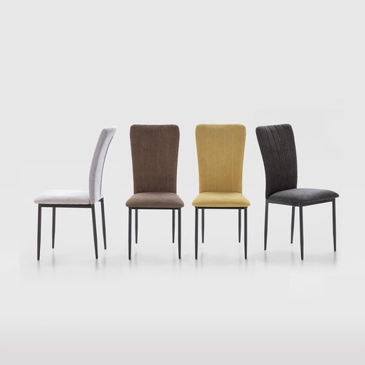 Chaise en tissu et métal noir, 42,5 x 58 x 96 cm | Holly
