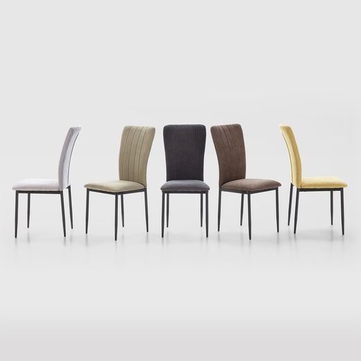 Chaise en tissu et métal noir, 42,5 x 58 x 96 cm | Holly