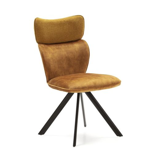 JIN Chair in Mustard/Black Fabric and Metal, 51x62x90 cm