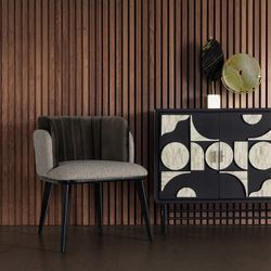 Chaise Labege en Bois d'Hévéa Gris/Noir, 62 x 60 x 78 cm