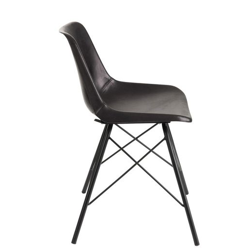Loft Chair Leer / Metaal Zwart
