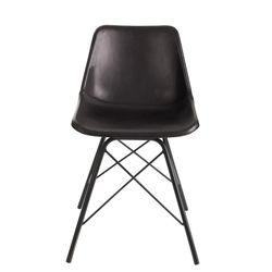 Loft Chair Leer / Metaal Zwart