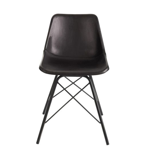 Loft Chair Leer / Metaal Zwart