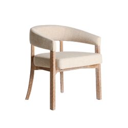 Silla madera de olmo y lino en natural beige, 61 x 58 x 72 cm | Kai