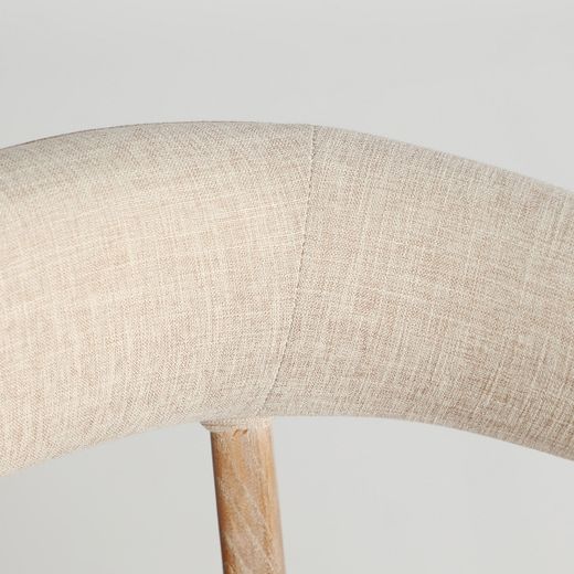 Silla madera de olmo y lino en natural beige, 61 x 58 x 72 cm | Kai