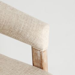 Silla madera de olmo y lino en natural beige, 61 x 58 x 72 cm | Kai