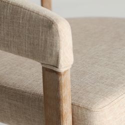 Silla madera de olmo y lino en natural beige, 61 x 58 x 72 cm | Kai