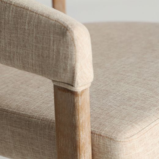 Silla madera de olmo y lino en natural beige, 61 x 58 x 72 cm | Kai