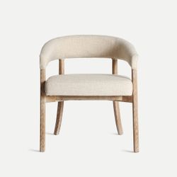 Silla madera de olmo y lino en natural beige, 61 x 58 x 72 cm | Kai