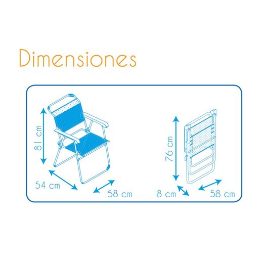Textileine sailor chair and aluminum frame, 58x54x81 cm