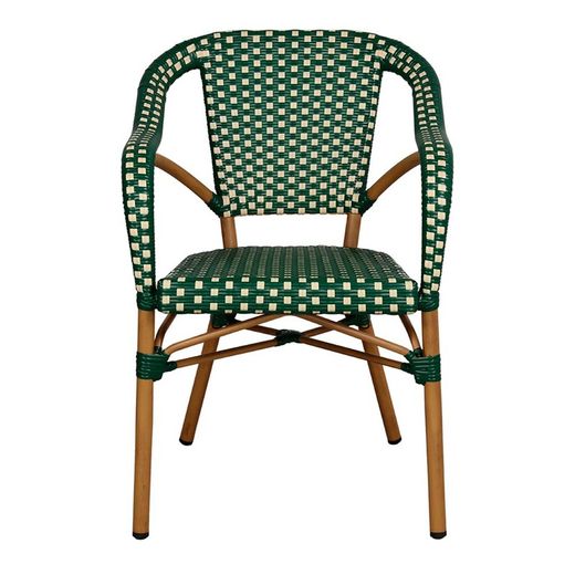 Minaret Chair in Synthetic Rattan, Alumnium and Green Bamboo, 56x60x83.5 cm