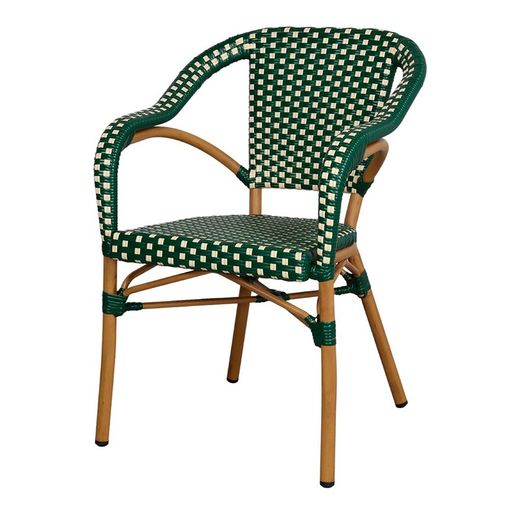 Minaret Chair in Synthetic Rattan, Alumnium and Green Bamboo, 56x60x83.5 cm