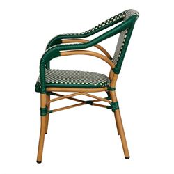 Minaret Chair in Synthetic Rattan, Alumnium and Green Bamboo, 56x60x83.5 cm