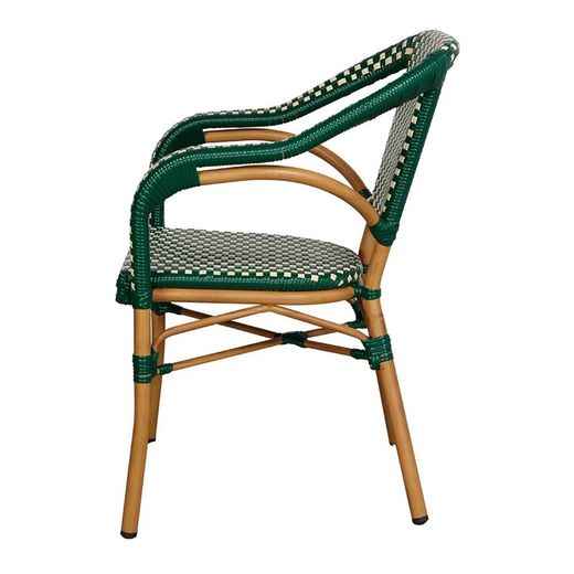Minaret Chair in Synthetic Rattan, Alumnium and Green Bamboo, 56x60x83.5 cm