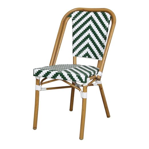 Pacific Bamboo, Aluminum and Green Rattan Chair, 44.50x54x87cm