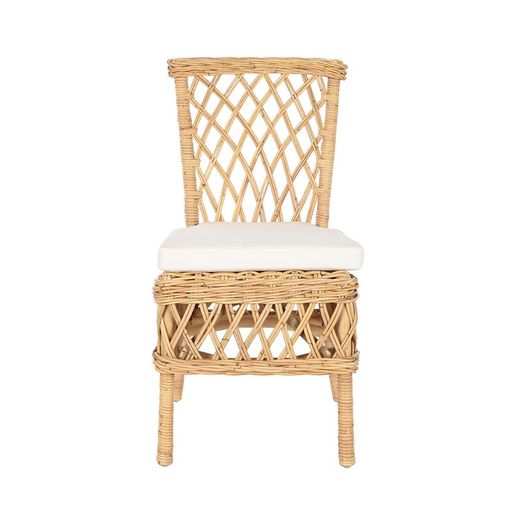 Sedia da giardino in rattan e tessuto naturale e beige, 47 x 58 x 90 cm | Mare