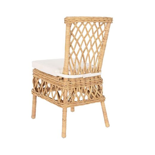 Sedia da giardino in rattan e tessuto naturale e beige, 47 x 58 x 90 cm | Mare