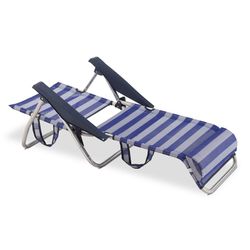 Cadeira cama de praia, com encosto de cabeça regulável em altura, em tecido com estrutura de alumínio, 77x60x83 cm