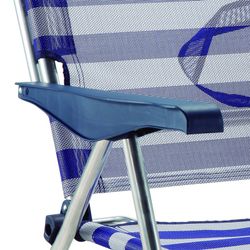 Cadeira cama de praia de 4 posições em tecido e estrutura de alumínio, 91x63x105 cm
