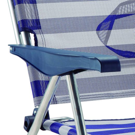 Cadeira cama de praia de 4 posições em tecido e estrutura de alumínio, 91x63x105 cm