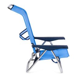 Lettino mare a 4 posizioni in tessuto e gambe pieghevoli sullo schienale, 77x60x83 cm