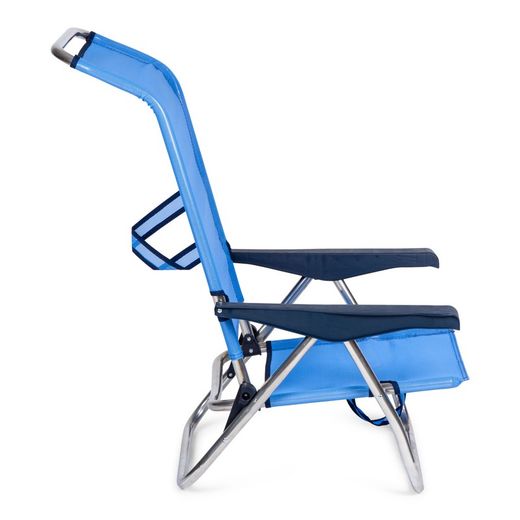 Lettino mare a 4 posizioni in tessuto e gambe pieghevoli sullo schienale, 77x60x83 cm