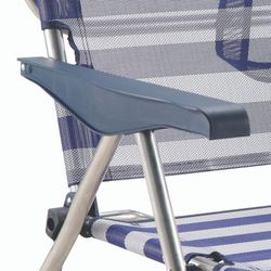 Lettino da spiaggia a 4 posizioni in tessuto e gambe pieghevoli sullo schienale, 81x62x86 cm