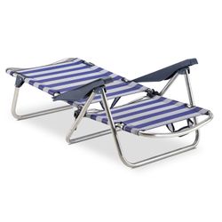 Lettino da spiaggia a 4 posizioni in tessuto e gambe pieghevoli sullo schienale, 81x62x86 cm
