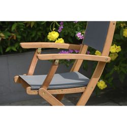 Cadeira Dobrável com Braços de Textilene e Madeira de Eucalipto 60.65 x 54.00 x 93.20 cm