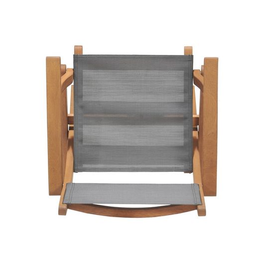 Cadeira Dobrável com Braços de Textilene e Madeira de Eucalipto 60.65 x 54.00 x 93.20 cm