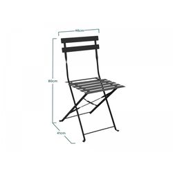Graphite Gray Steel Folding Outdoor Chair, 41x46x80 cm