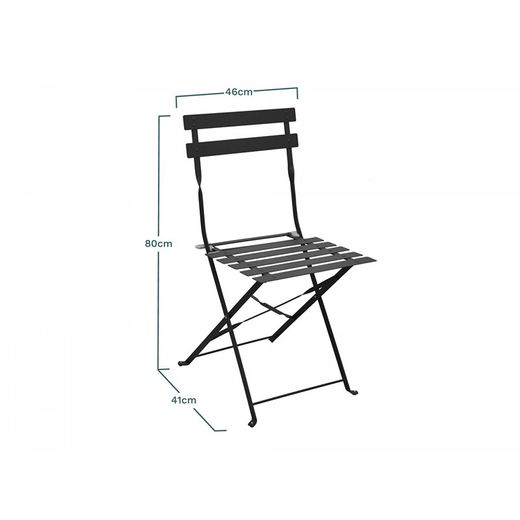 Graphite Gray Steel Folding Outdoor Chair, 41x46x80 cm
