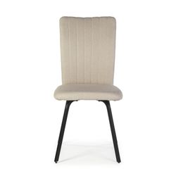 PRETTY Sedia in Tessuto Beige/Nero e Metallo, 45,5x57x95,5 cm