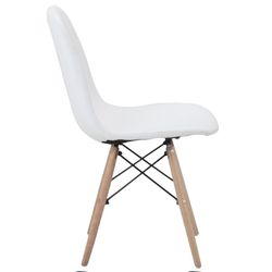 Krzesło tapicerowane białymi i drewnianymi nogami 44 x 52 x 82 cm