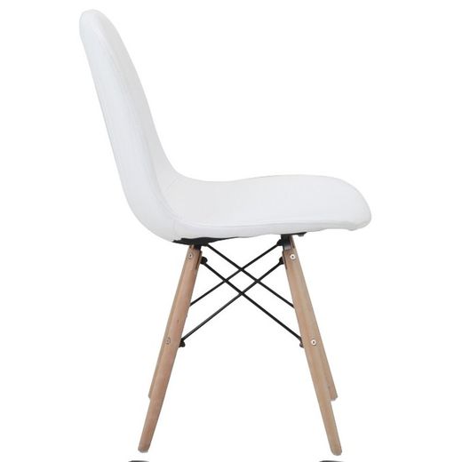 Krzesło tapicerowane białymi i drewnianymi nogami 44 x 52 x 82 cm