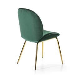 Chaise en velours vert avec pieds dorés48x60x85.5