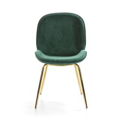 Chaise en velours vert avec pieds dorés48x60x85.5